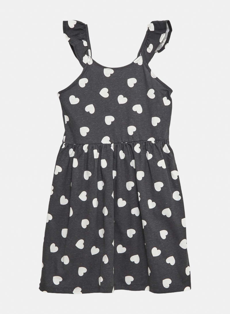 Kiabi Patterned Jersey Dress With Ruffled Straps - Image 1